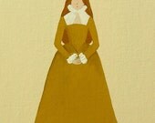Queen Elizabeth I 5x7 Original Fine Art Print Reproduction Elizabethan Historical English Tudor Monarch Coronation Cream Mustard Yellow