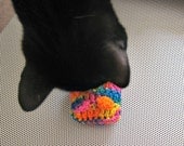 cat toy - mini crochet popcorn pillow with catnip (rainbow - pink/orange/yellow/blue)