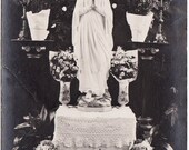 Antique Real Photo Postcard of French Catholic Altar 1912