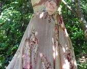 Floral  maxi dress plum lace rose boho  vintage  romantic medium by vintage opulence on Etsy
