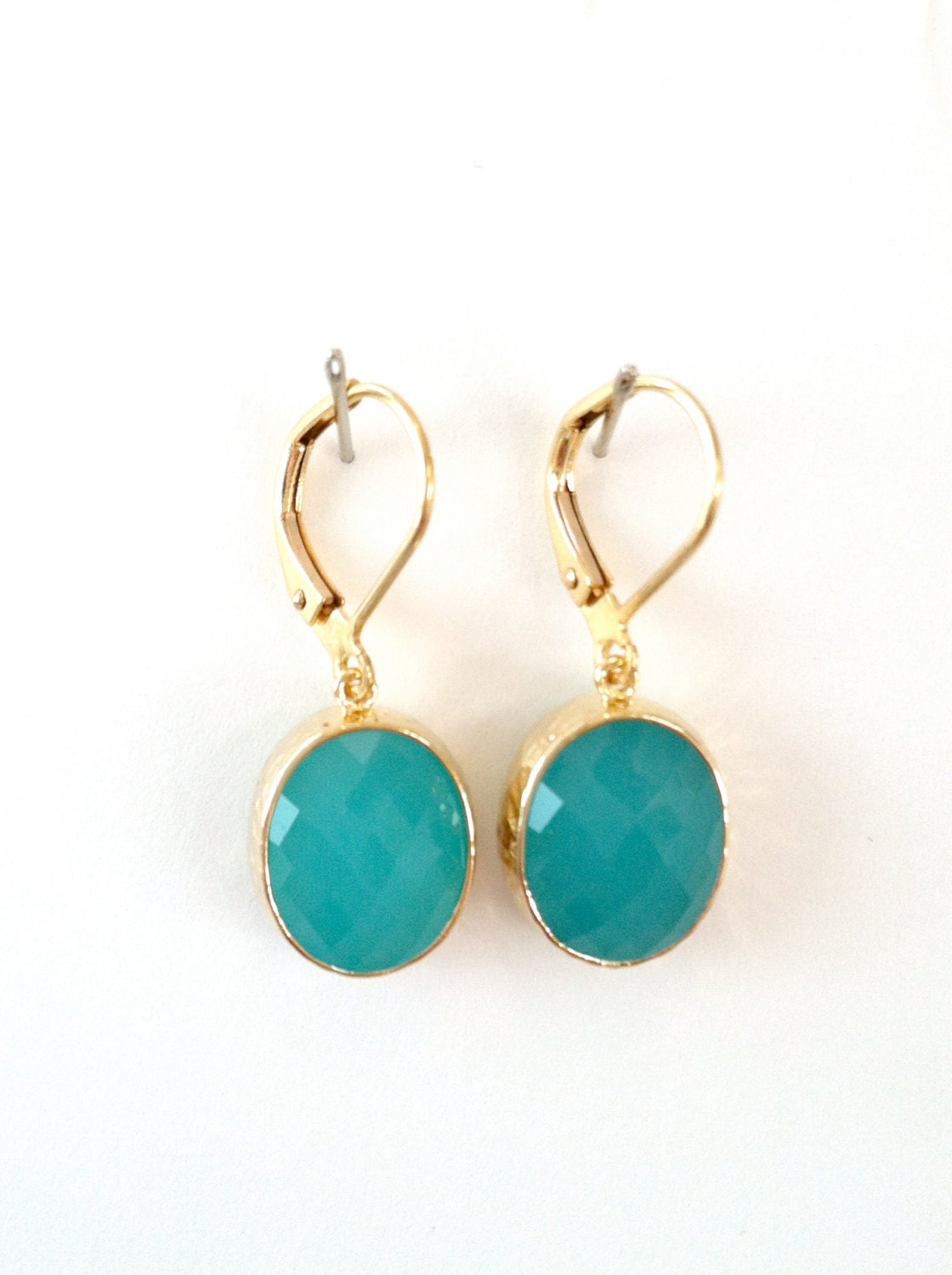 ED11261 - Turquoise green glass pendants