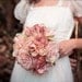 Tea Stained Fabric Flower Bouquet, Vintage Pink Bridal Bouquet - Large Fabric Bouquet, Vintage Wedding, Heirloom Bouquet