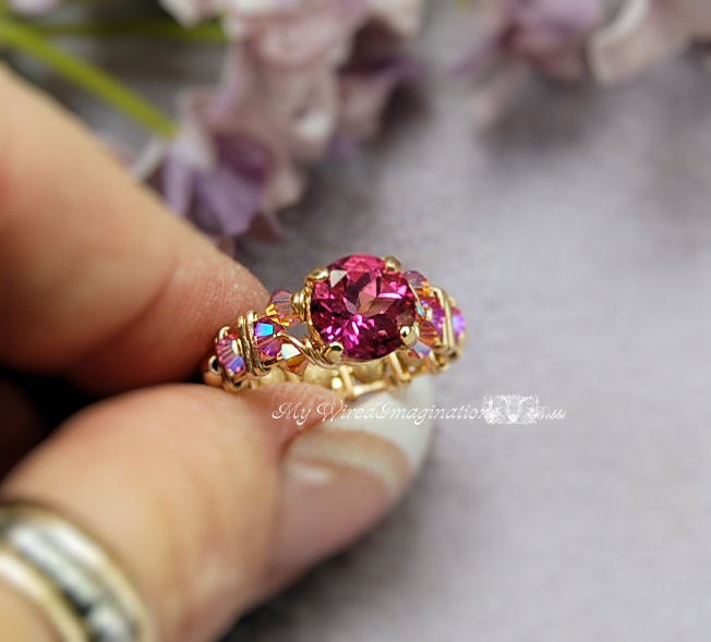 Pink Topaz Handmade Wire Wrapped Ring, Signature Design Marcella Ring, Fine Jewelry, Wire Wrap Jewelry