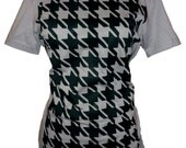 Kali Houndstooth Organic Grey Women's Tee, L