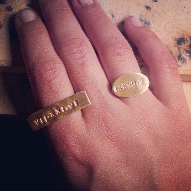 Roman numeral custom date ring