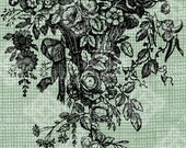 Digital Download Elegant Floral Basket, Botanical Floral Arrangement with foliage & flowers, digi stamp, digis, digital stamp