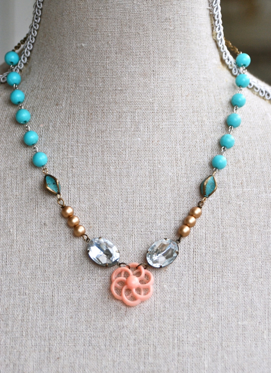 Summer dream.bohemian, vintage style,beaded necklace. Tiedupmemories