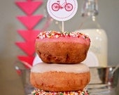 complete RIDE ON BY printable ensemble for a bicycle birthday party or bike baby shower