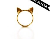 Gold Cat Ears Ring, fashion cute ring, Gold cat ring, kawaii Neko ears ring, animal ring, for the feline girl, for the cat woman