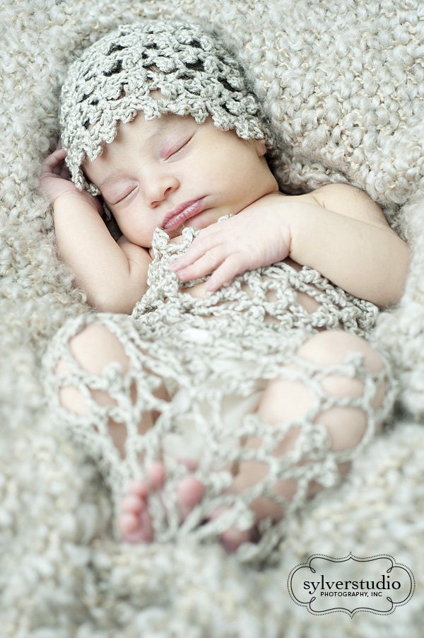 Baby Cocoon & Hat Photo Prop - Newborn Photography Props - Handmade Crochet - Choose Your Color