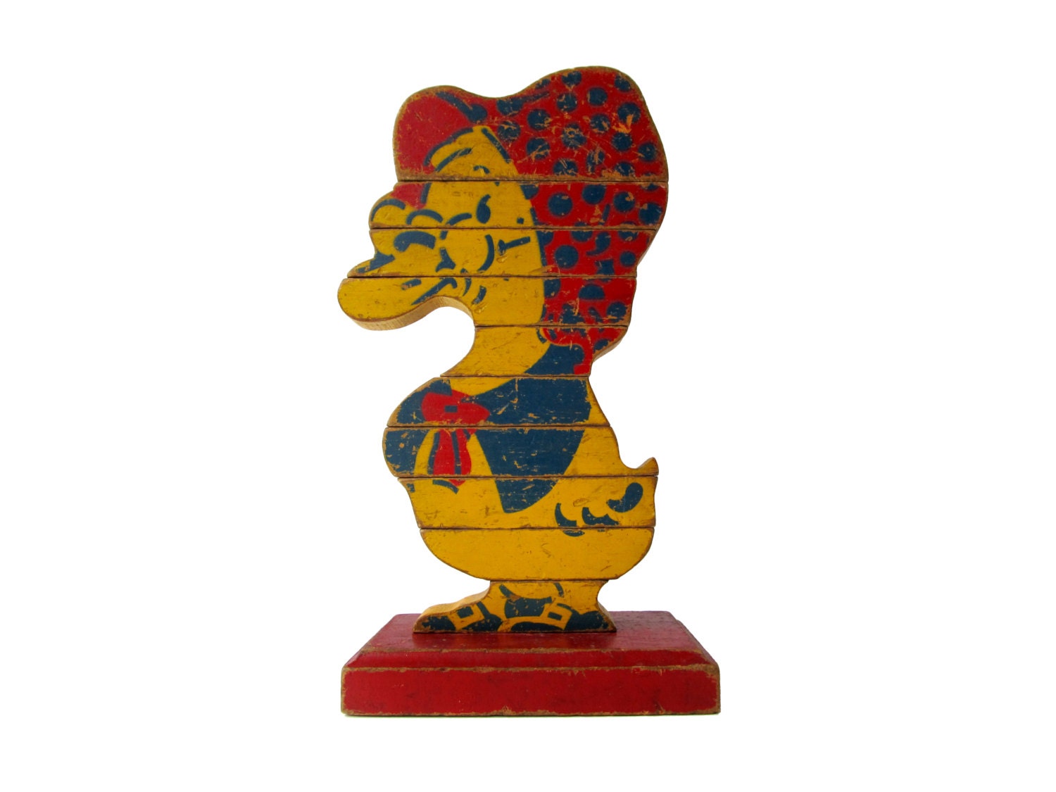 Antique MOTHER GOOSE Wooden Stacking Toy Puzzle