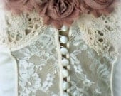 3 Piece Lingerie Set, DESTINATION WEDDING, Victoria Secrets Bustier, 2 piece Fairy Skirt, Roses, Cream