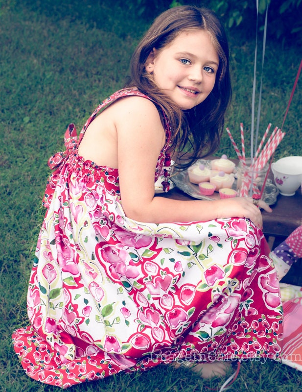 Party Bow Dress, Hearts and Roses, Sizes   6, 7, 8