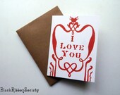 I LOVE You - ECO CARD: Customize/Personalize - Valentine // Heart Infinity-Knot design - Handmade /// Original Design by JesseYoungILLO