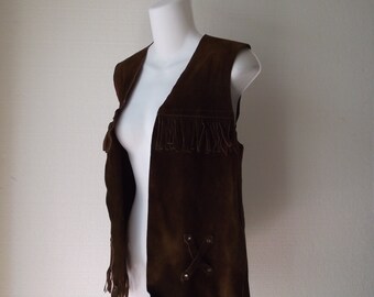Suede Fringe Vest Long Fringe Small Medium