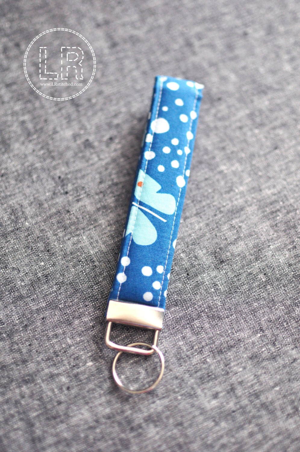 Blue Butterfly Dot Key Fob, keychain, Lizzy House, Hello Pilgrim