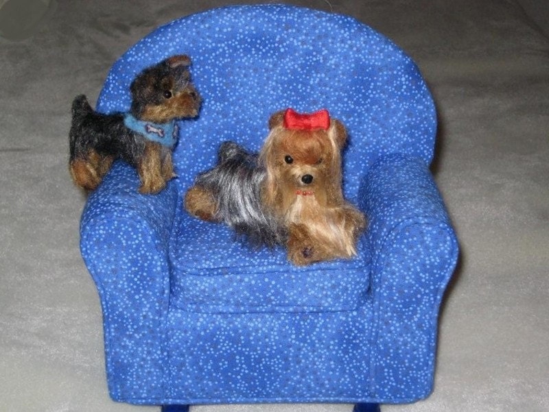 Needle Felted Yorkie Mom and Puppy Dog by Fiber Artist GERRY / the Ultimate Gift