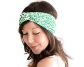 Turban Headband Emerald Green Retro Print