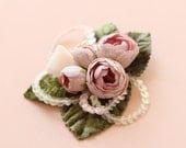 Pink vintage flower clip, Floral rose hair accessory - SWEET PEA