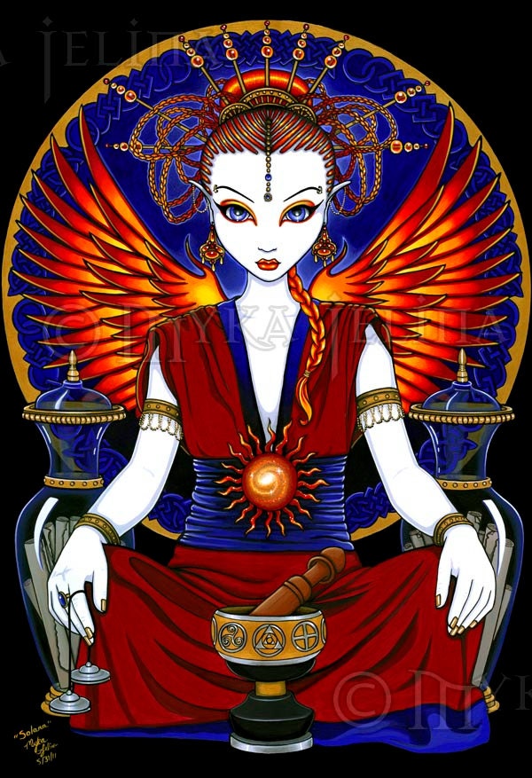 Solara Asian Celestial Fire Goddess Angel 13 X 19 inch Art Print