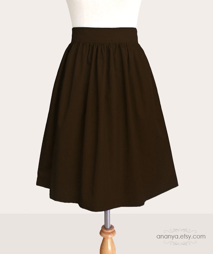 Custom skirt with side pockets in BROWN and  many colors