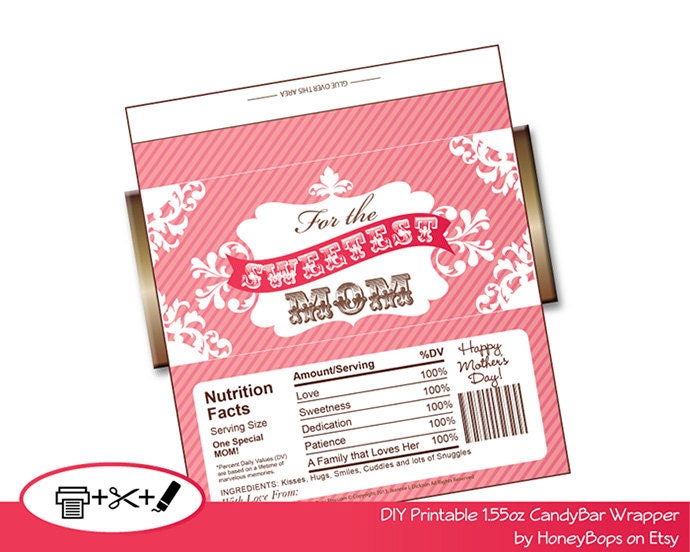 INSTANT DOWNLOAD Mother's Day 1.55oz Printable Candy Bar Wrapper - PDF digital file Il_170x135