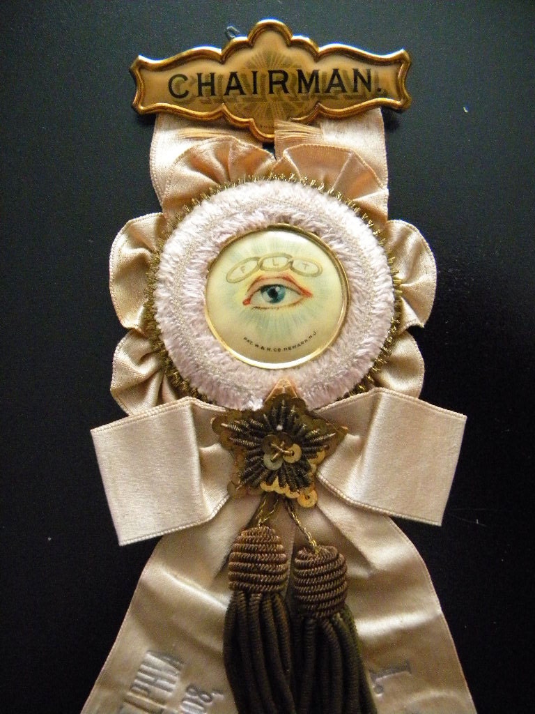 Antique Oddfellows Ribbon Rare Pink Chairman