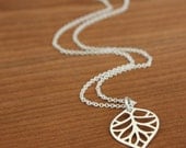 Small Carved Leaf Necklace- Sterling Silver