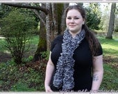 Ruffle Scarf, Sashay Grey, hand loom knit