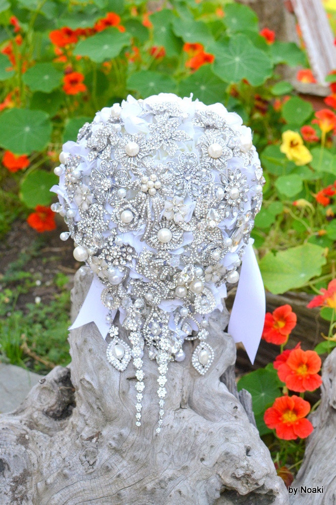 Deposit on draping pearl cascading brooch bouquet -- made to order  brooch bouquet