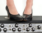 1940s Shoes / Vintage 40s Shoes / Black Leather Heels