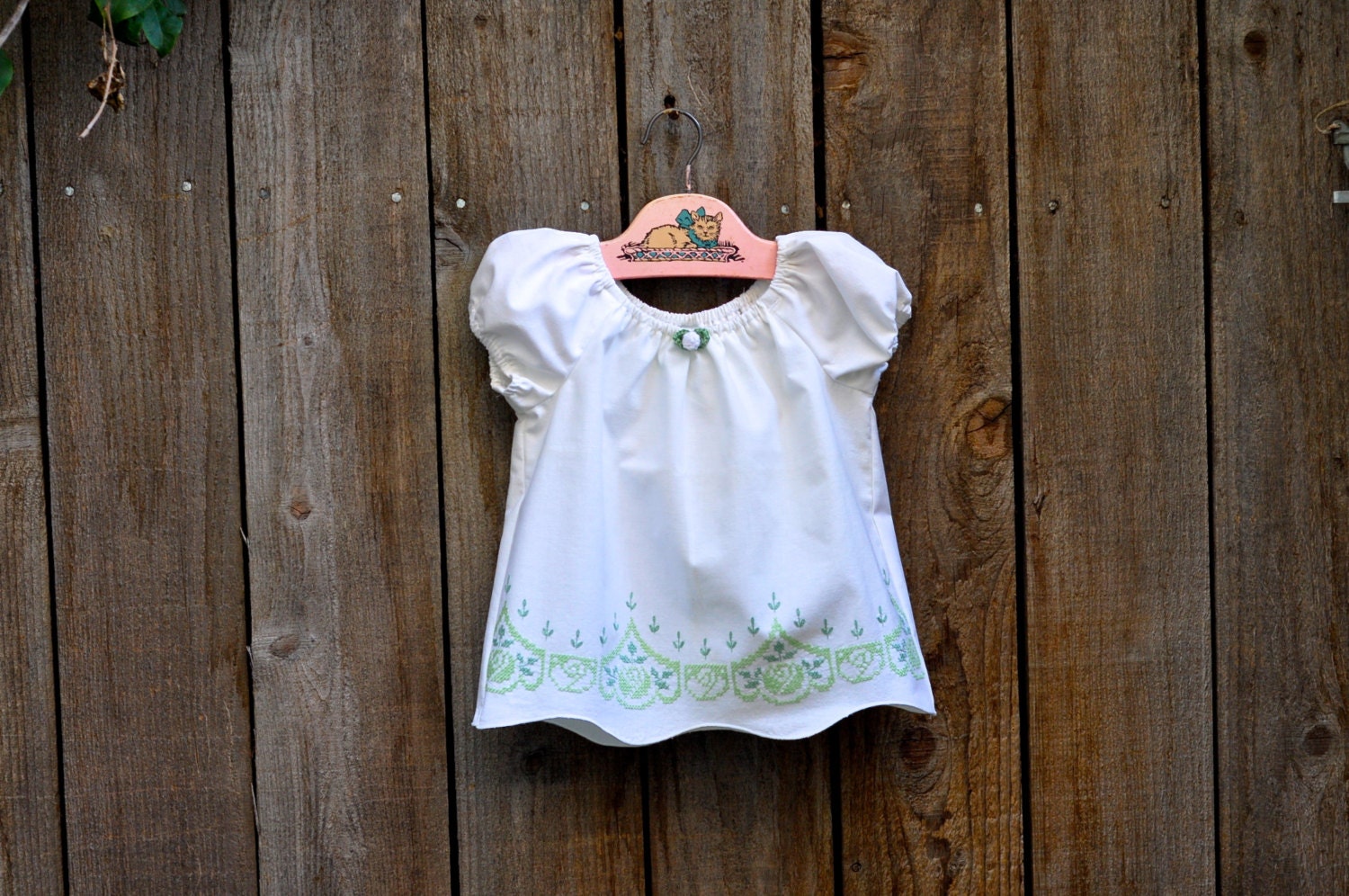 Vintage Pillow Case Baby Peasant Blouse Size 2