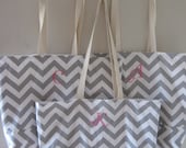 5  Bridesmaid totes -   Large Chevron Beach Totes personalized