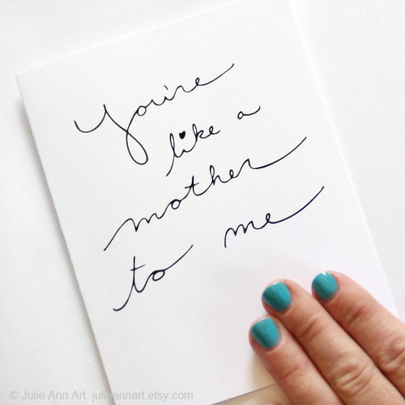 Step Mom Mothers Day Card. Mother In Law Mothers Day Card. You're Like A Mother To Me. Folded Blank Card.