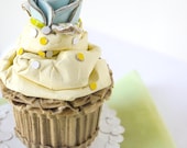 Mini Cupcake With Blue Fondant Rose Recycled Cardboard Sculpture Home  Decorative Cardboard Cupcake