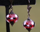 Minnie Mouse Style Globes Spheres Disney Inspired DeSIGNeR Lampwork Glass EaRRiNgs Disneyland Magic