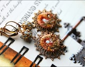Swarovski studded ,brass filigree ,clay floral details with Vintage opaline swarowski crystals -  Little Flowers Blooming
