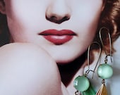 Dune Earrings - Vintage Style Jewelry - Opal Green - Art Deco Style - Geometrical (SD0535)