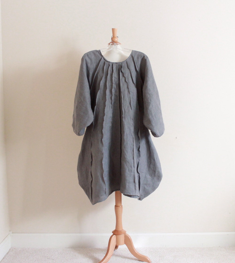 custom pleated vase linen dress handmade to measure listing