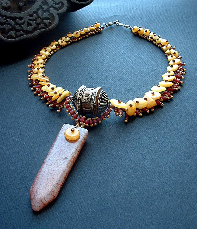 Lhasa - OOAK Beadwork Statement Necklace by Michelle Bush