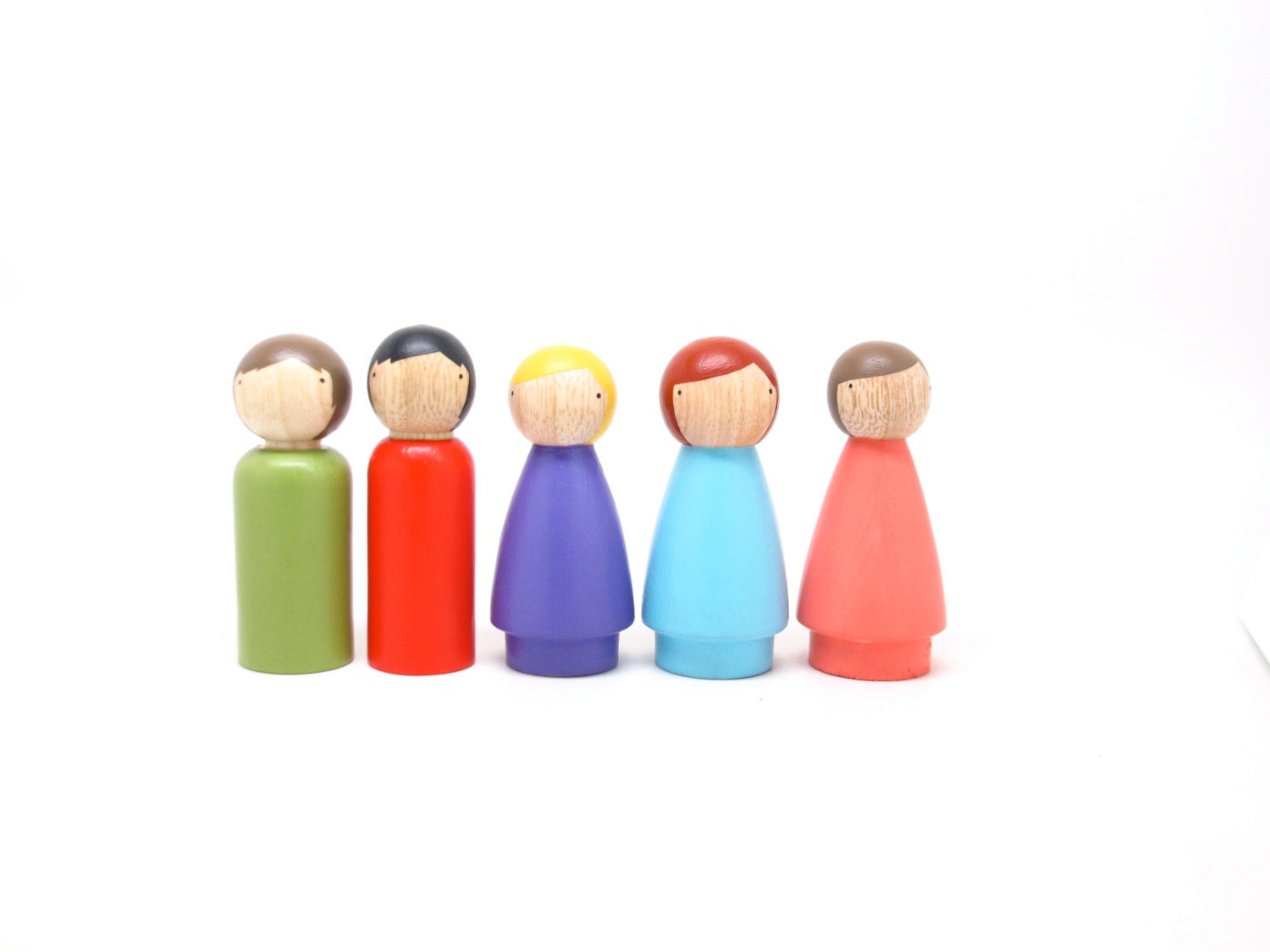 Goose Grease Kids // Woden Toys // Spring Dolls Pastel Colors // Fair Trade // Peg Dolls Modern Doll House