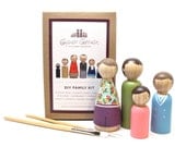 DIY Wooden Peg Doll Craft Kit - Make it yourself - Kids Craft Kit Paint your own Unique Family Portrait Doll Kit