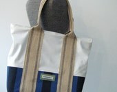 Reclaimed Sail Cloth and Canvas Tote, Beach Bag, Boat Tote