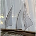 Driftwood Beach Decor Sail Boat Tall Regatta Boat with Linen Antique Lace Sails Coastal Beach House Seaside Wedding Decoration