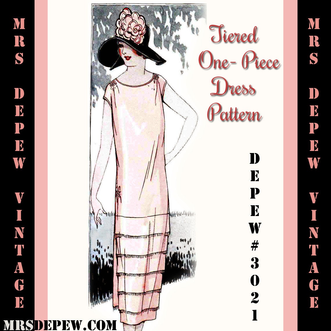 Vintage Sewing Pattern Instructions 1920's Tiered One-Piece Dress Ebook Depew 3021 -INSTANT DOWNLOAD-