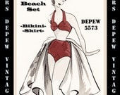 Vintage Sewing Pattern 1950's Bikini and Skirt in Any Size Depew 5573 -INSTANT DOWNLOAD-