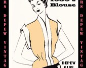 Vintage Sewing Pattern 1950's Short Sleeve Blouse in Any Size Depew 6108 -INSTANT DOWNLOAD-