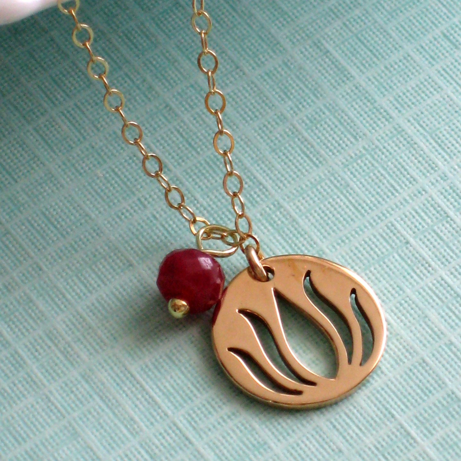 Lotus Blossom & Birthstone Necklace, Custom Color, Personalized, Zen Jewelry, Best Friend gift, Eternity Jewelry, Mom Gift