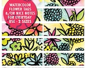 Watercolor Flowers Tags and/or Nice Notes DIY Digital Printable - INSTANT DOWNLOAD - Item 121