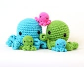Two Jumbo Octopus Amigurumi Plushies: choose your colors for this cute and cuddly stuffed animal